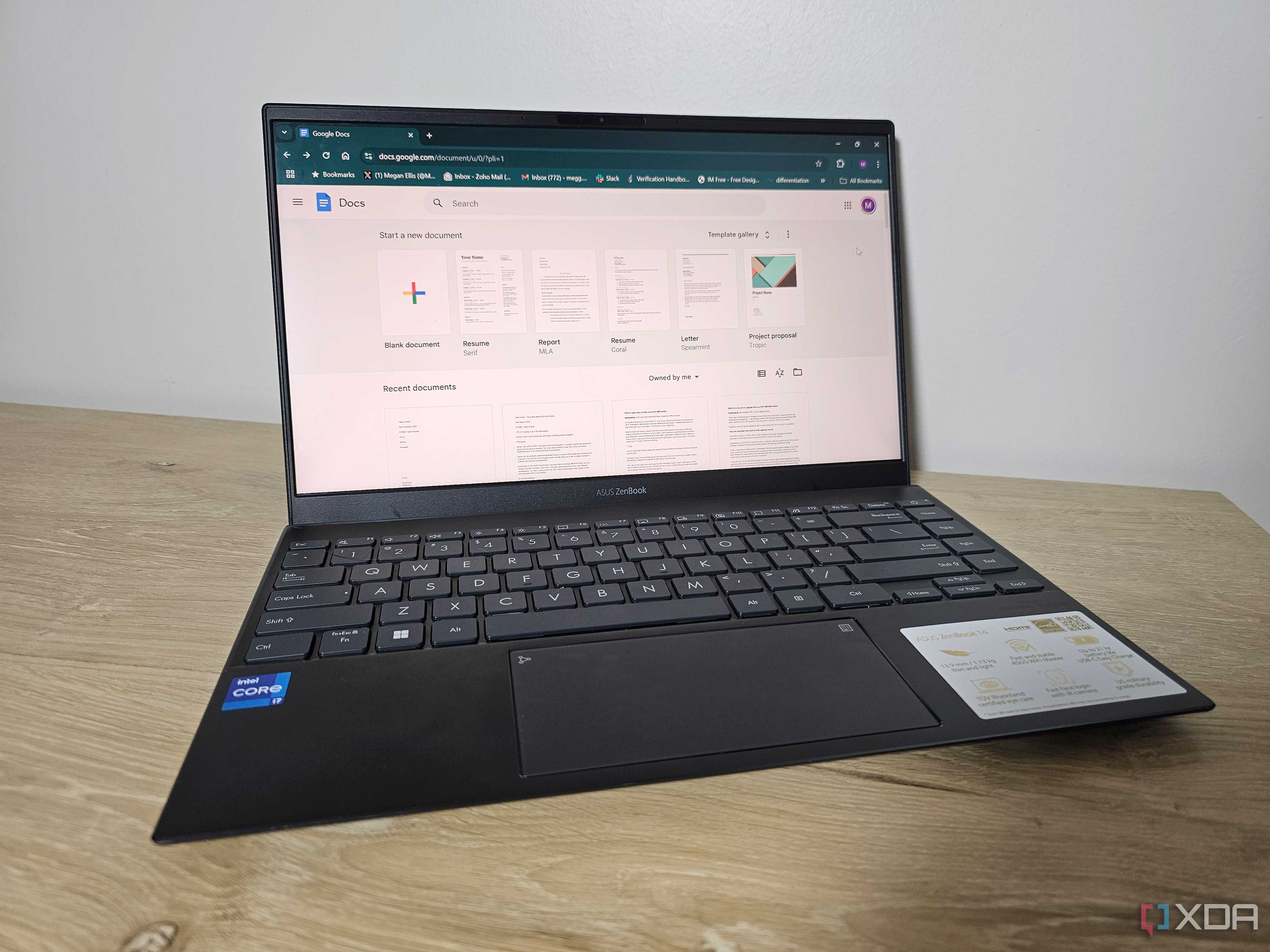 the google docs website on a laptop