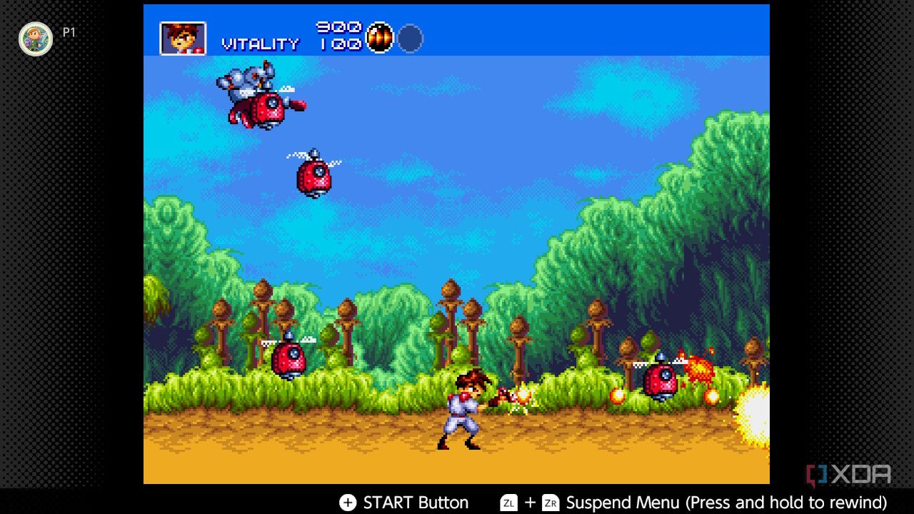 Screenshot of Gunstar Heroes for the Sega Genesis on the Nintendo Switch Online service