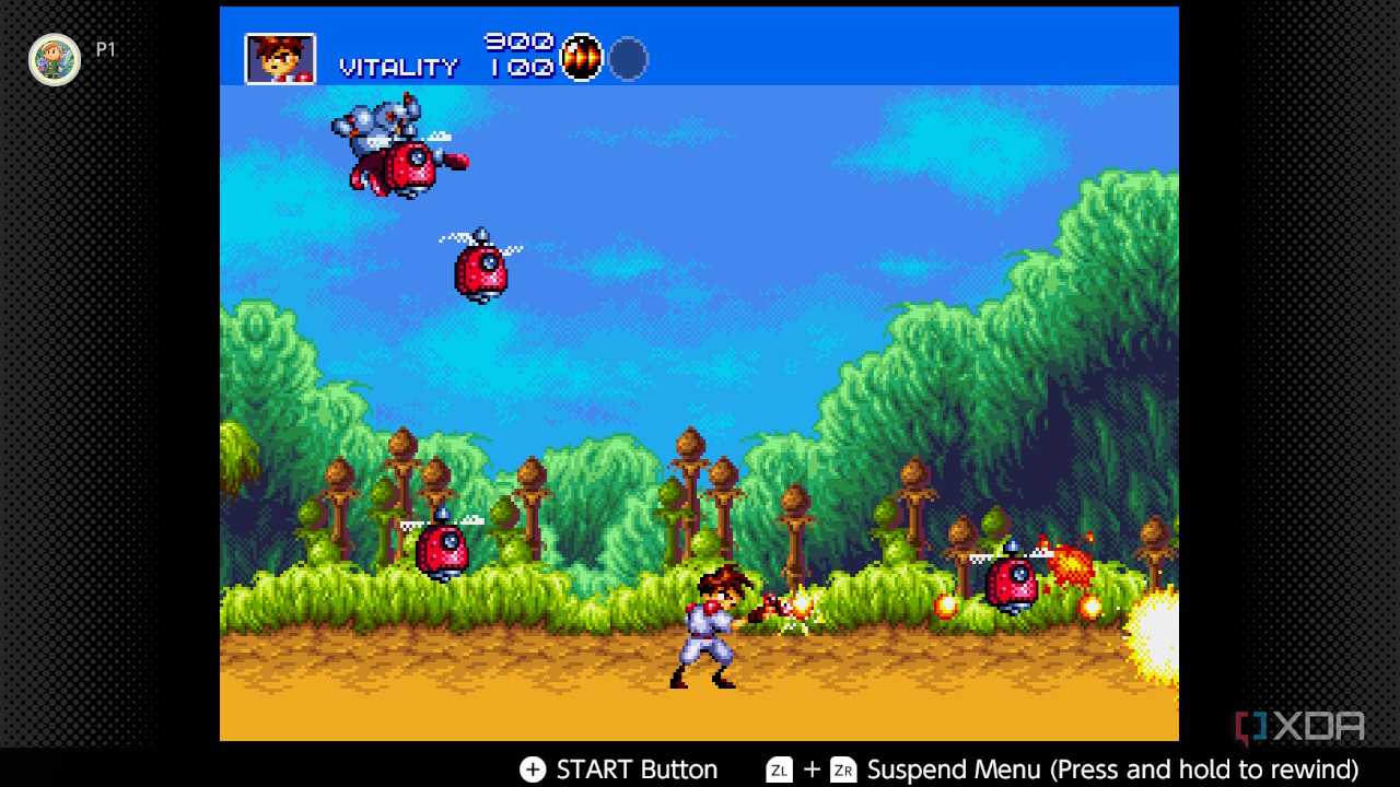 Screenshot of Gunstar Heroes for the Sega Genesis on the Nintendo Switch Online service
