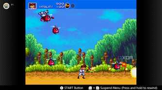 Screenshot of Gunstar Heroes for the Sega Genesis on the Nintendo Switch Online service
