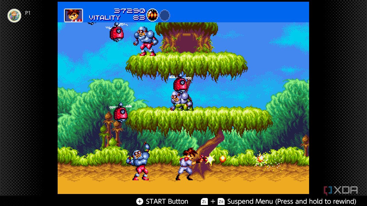 Screenshot of Gunstar Heroes for the Sega Genesis on the Nintendo Switch Online service
