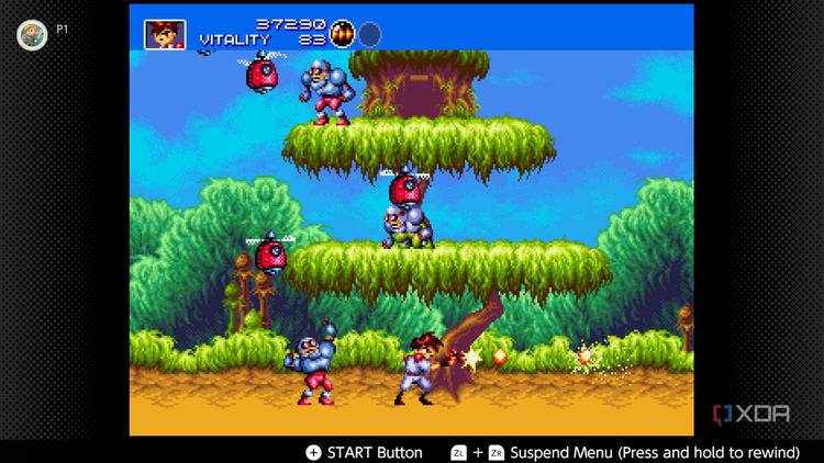 Screenshot of Gunstar Heroes for the Sega Genesis on the Nintendo Switch Online service