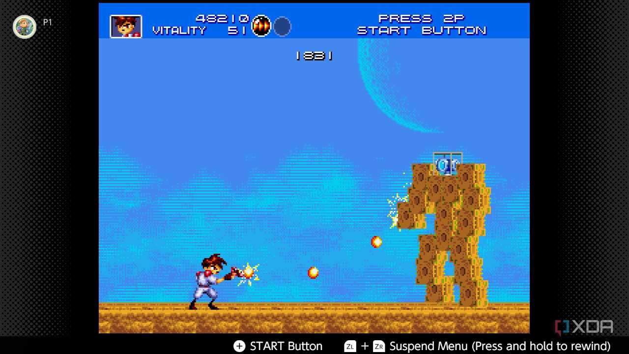Screenshot of Gunstar Heroes for the Sega Genesis on the Nintendo Switch Online service