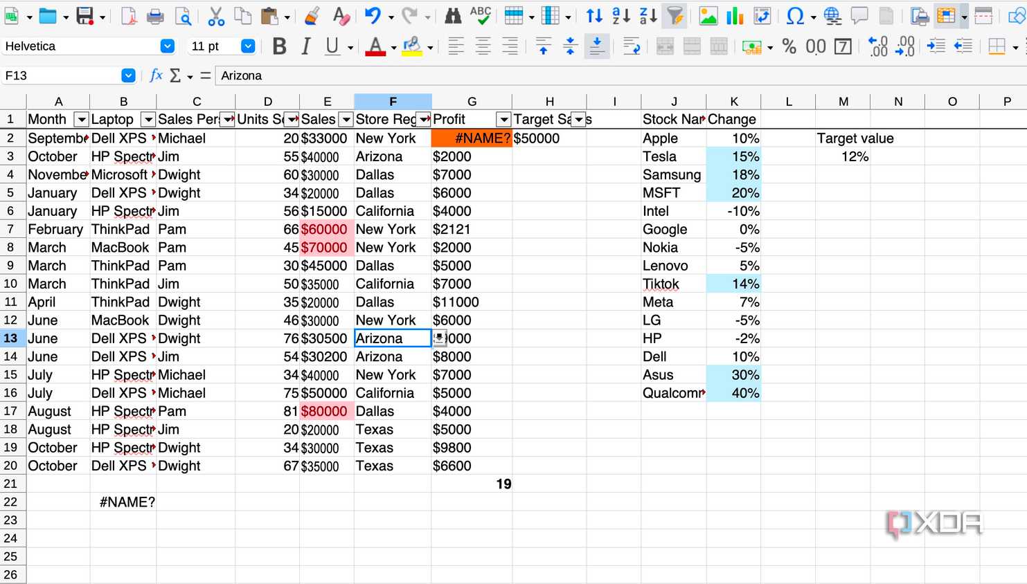 LibreOffice Calc scenario manager