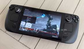 steam deck on table with the game homefront running