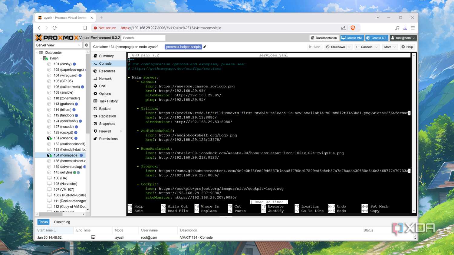 Accessing the services.yaml config file on Homepage
