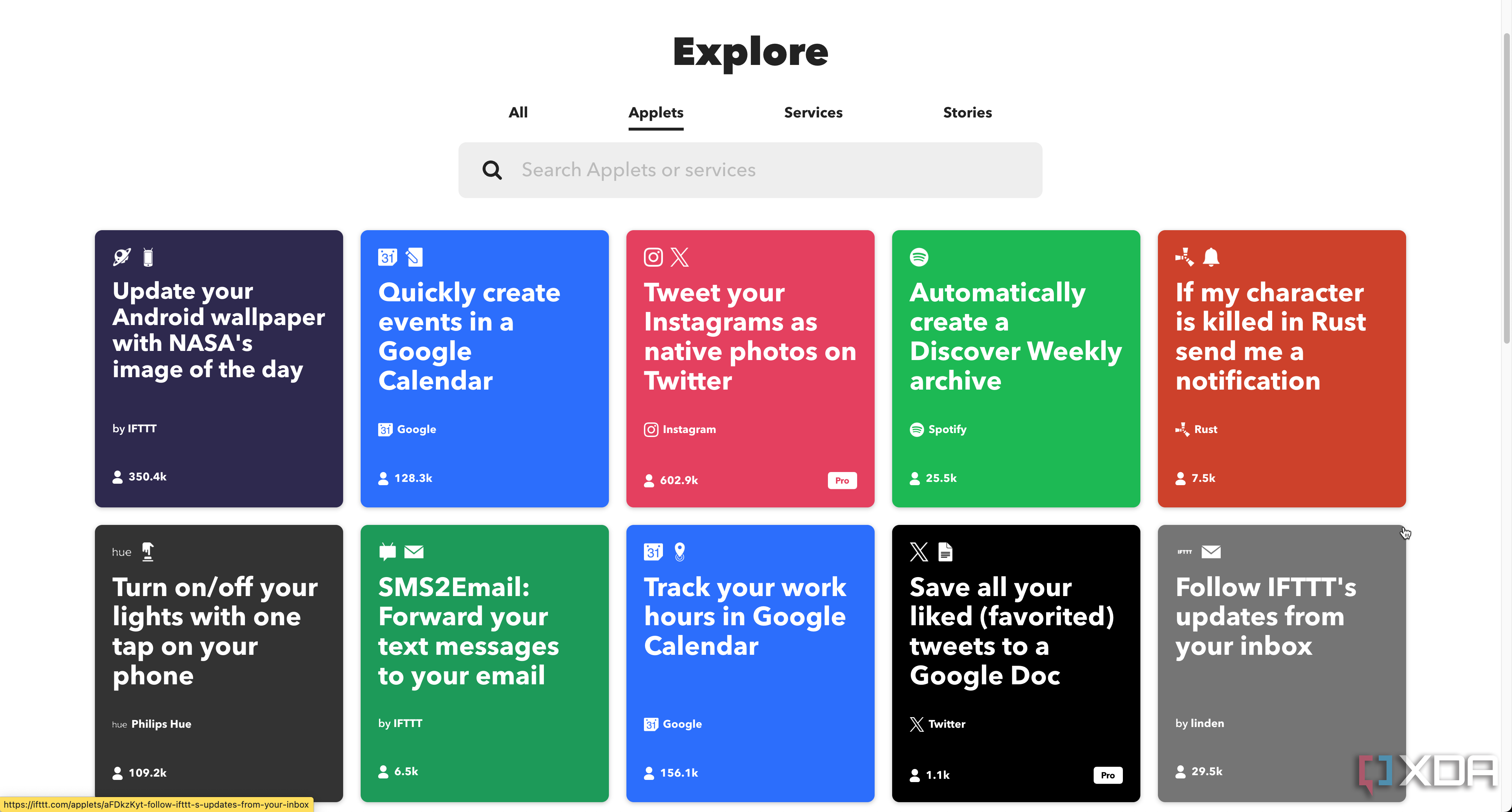 IFTTT premade applets