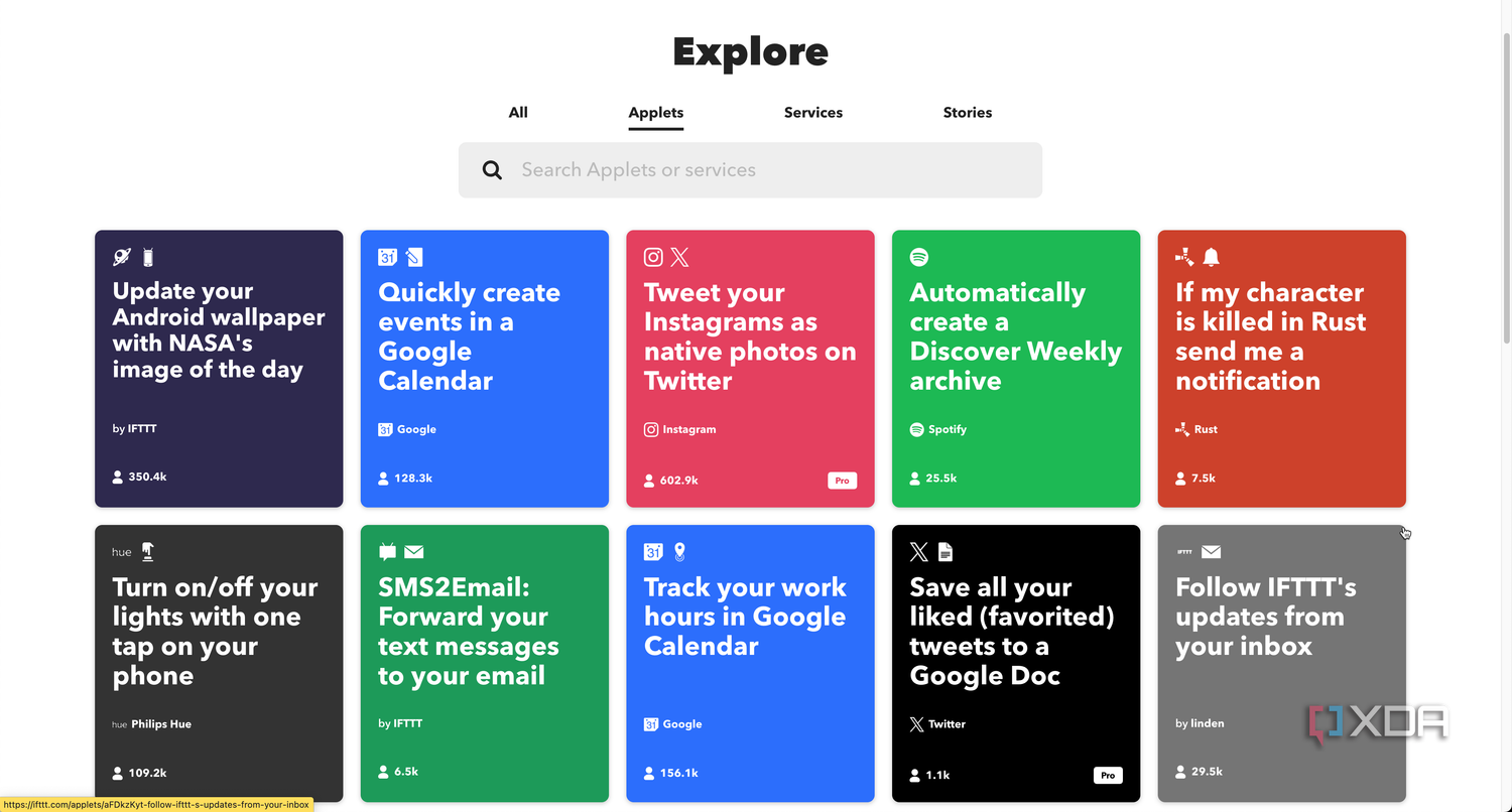 IFTTT premade applets