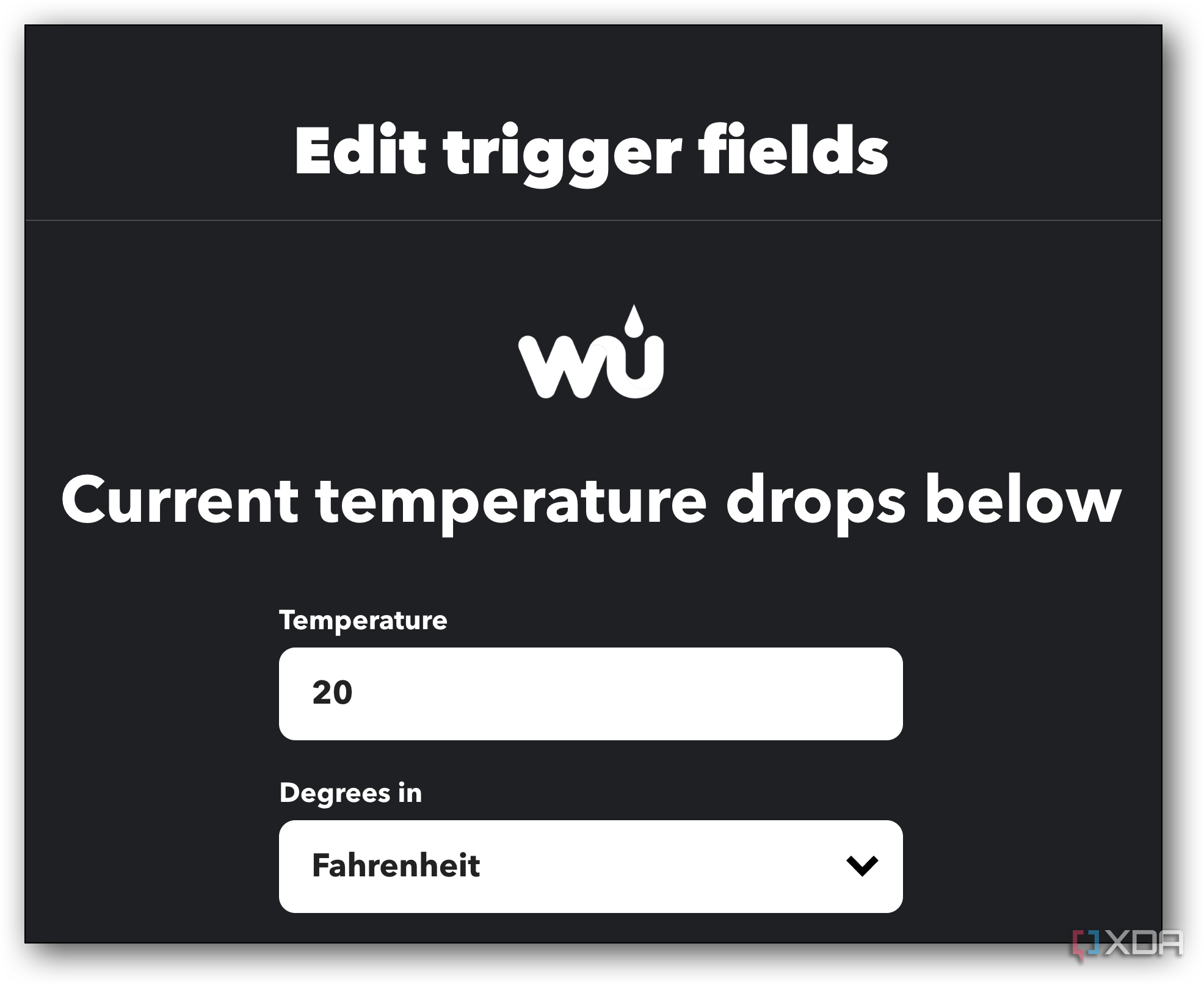 IFTTT smart home trigger fields