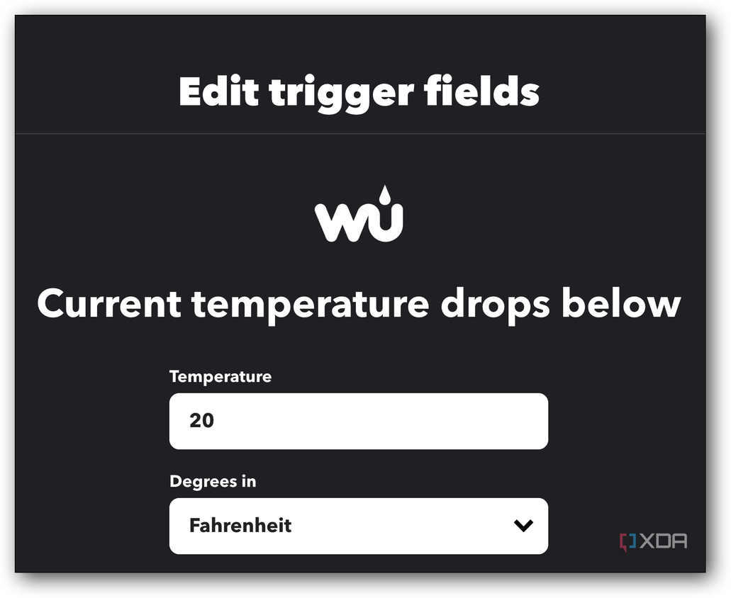 IFTTT smart home trigger fields