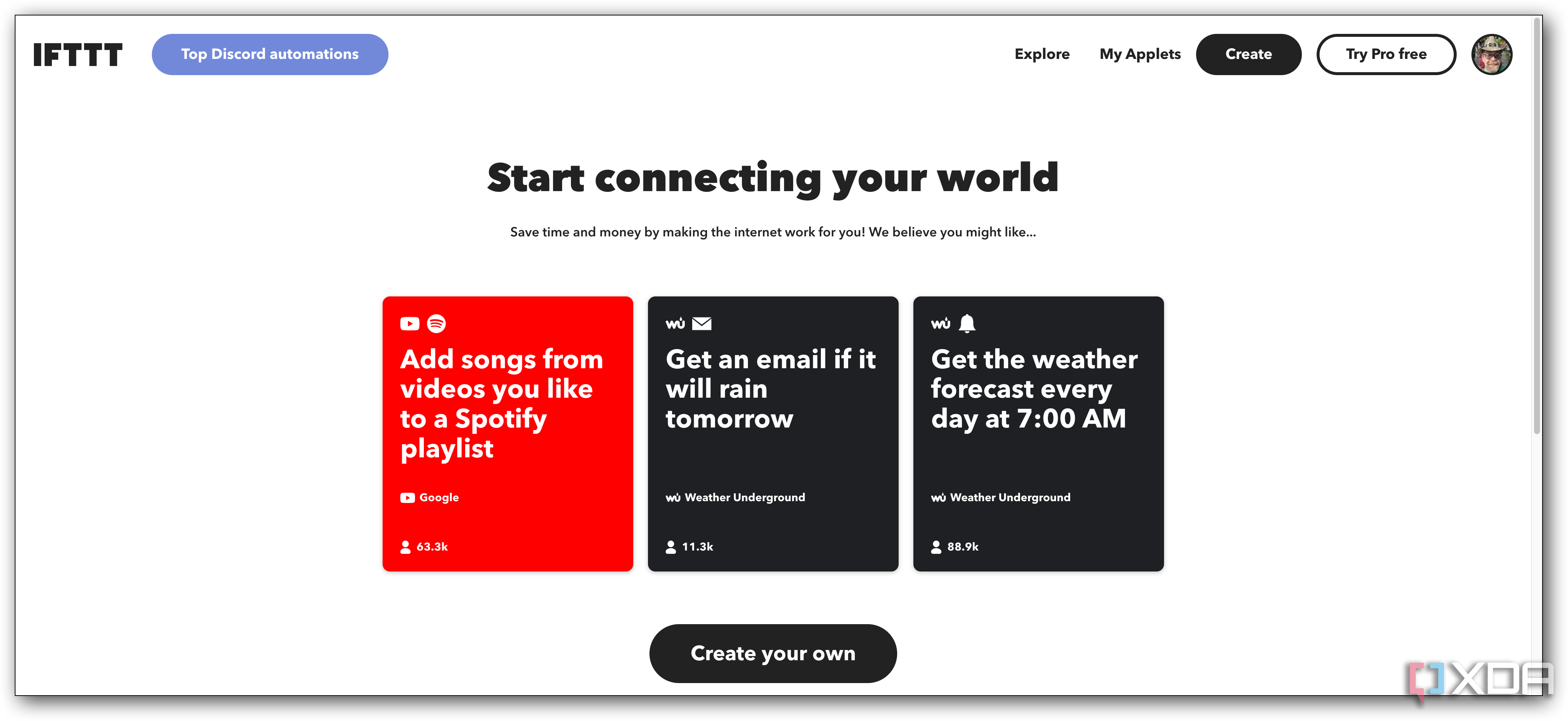 IFTTT start WU