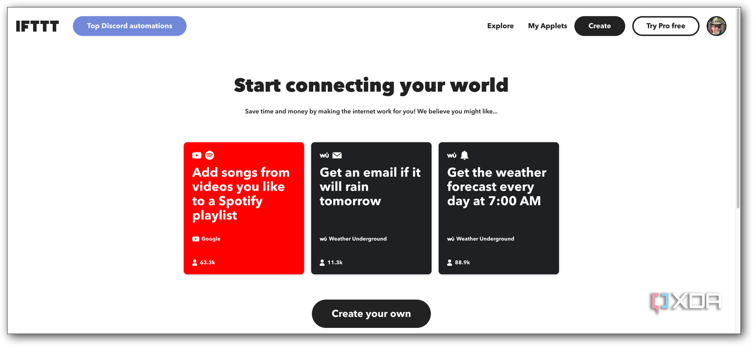 IFTTT start WU