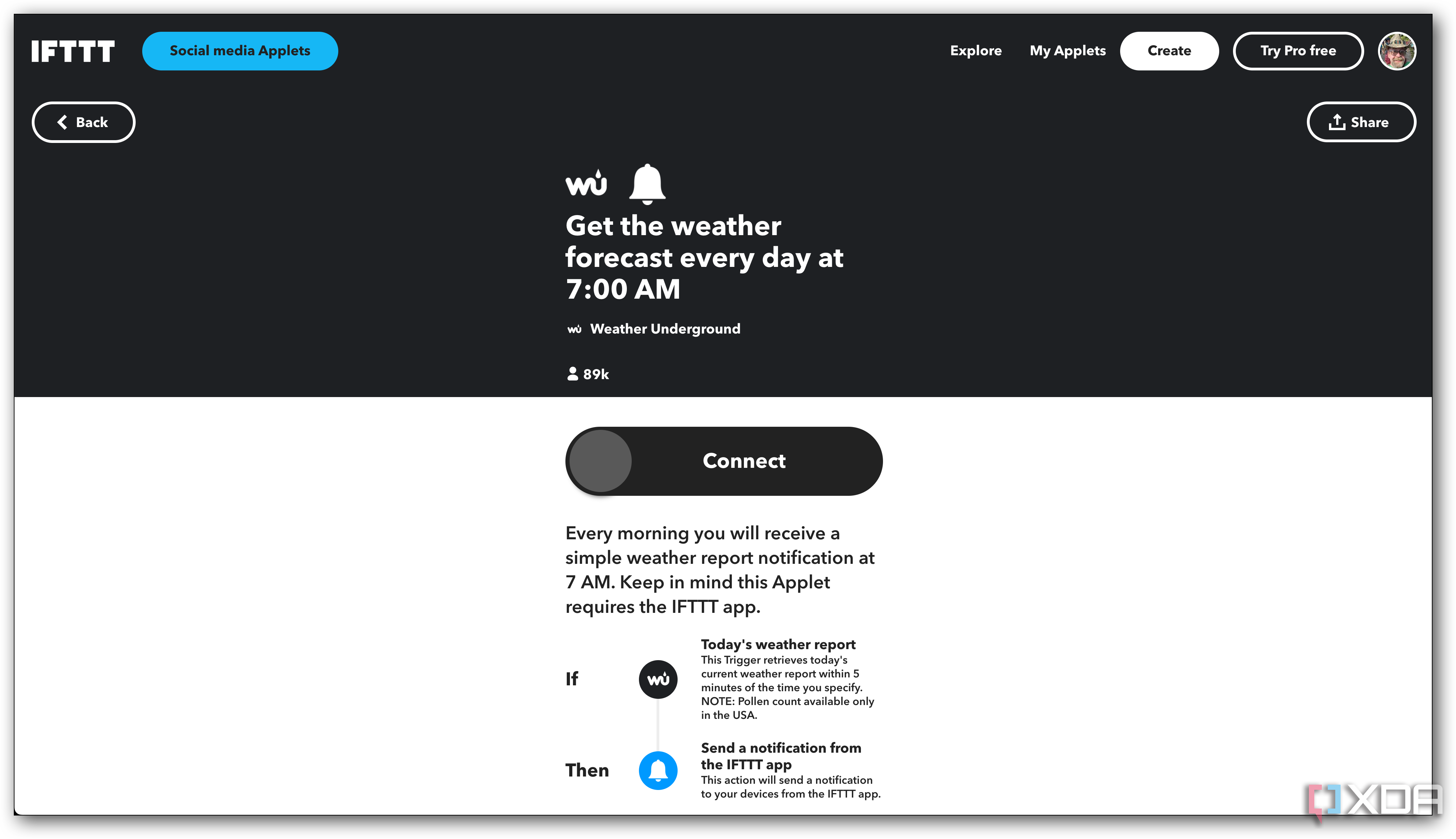 IFTTT WU notification Mac
