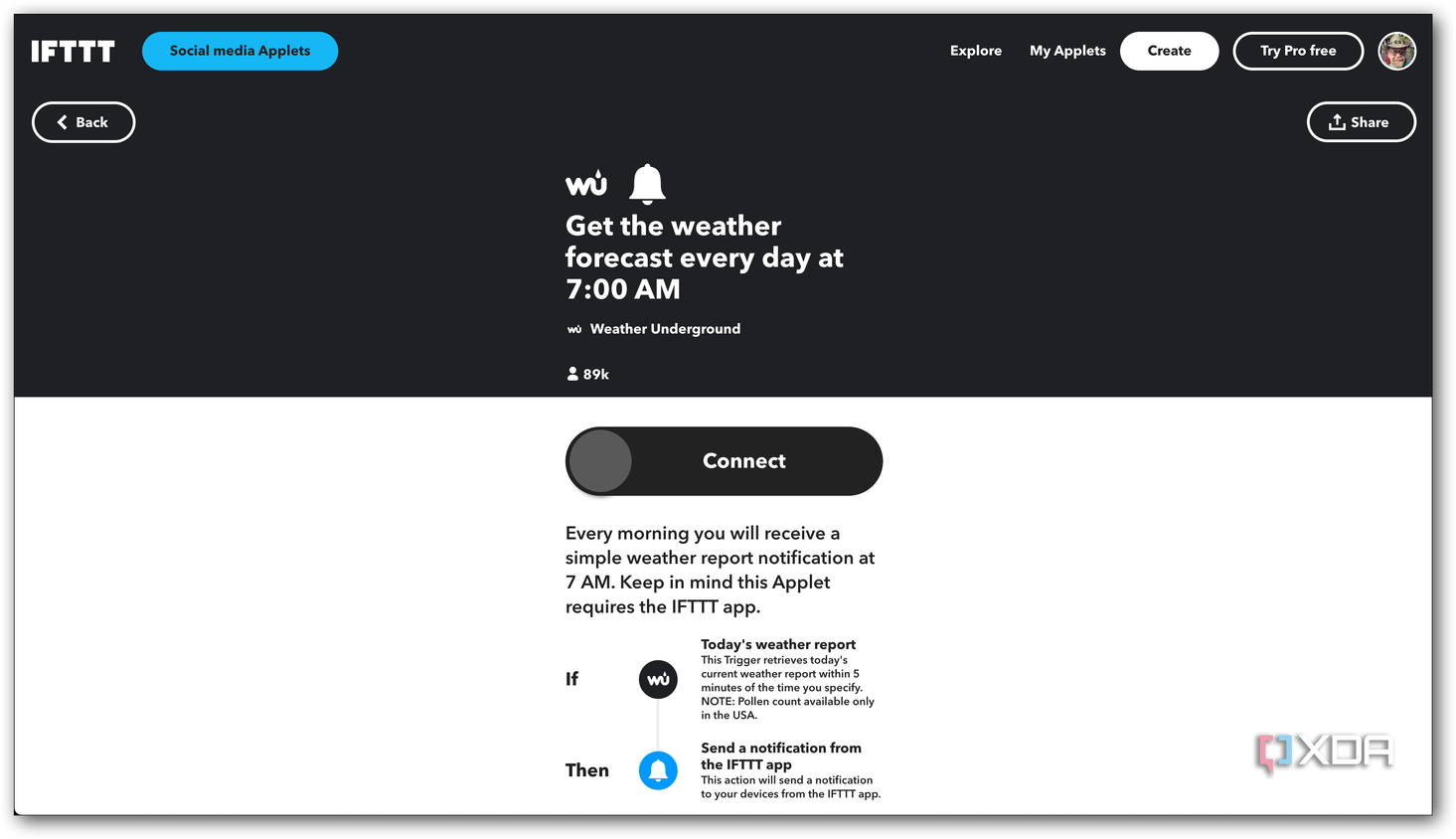 IFTTT WU notification Mac
