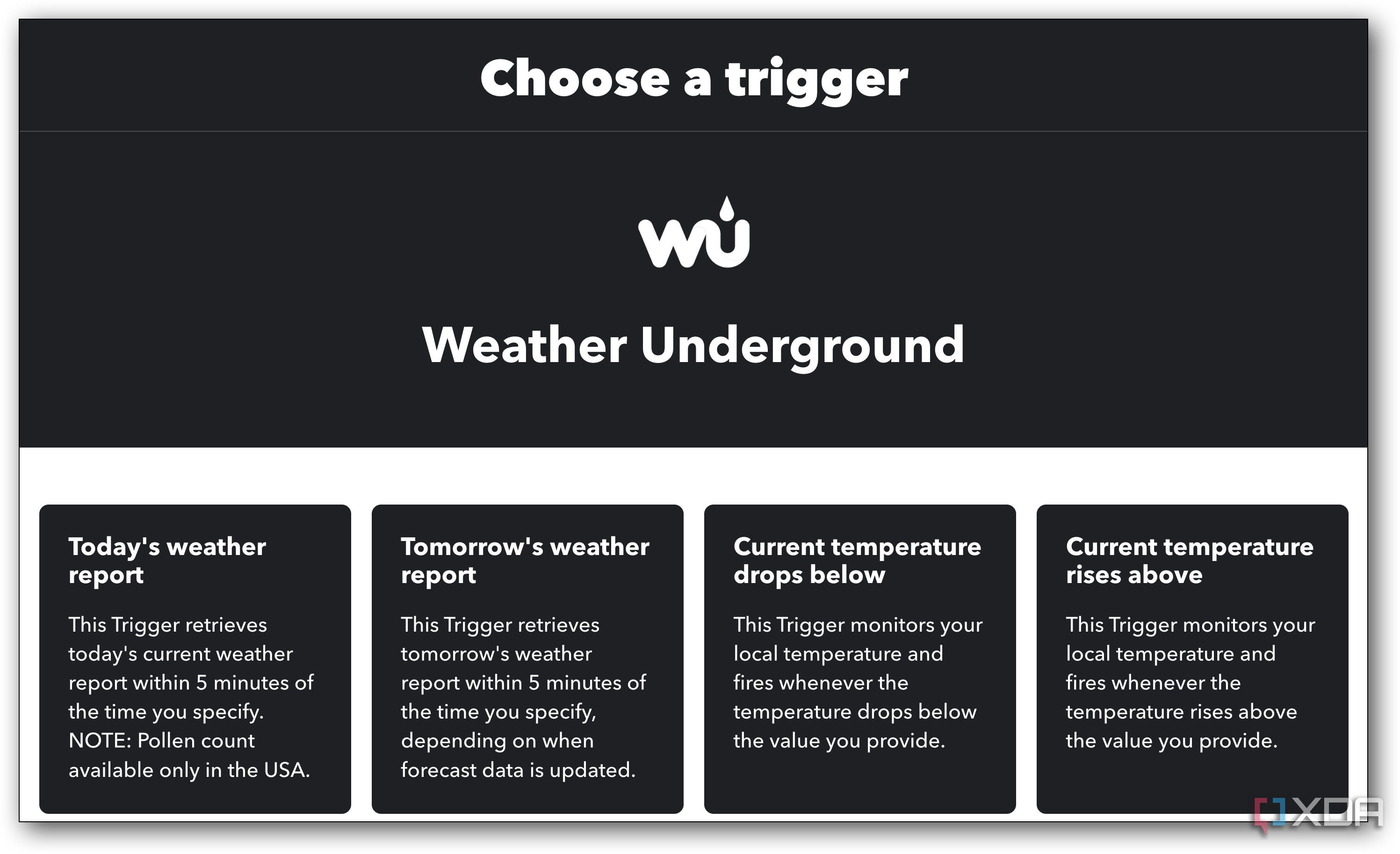 IFTTT WU trigger