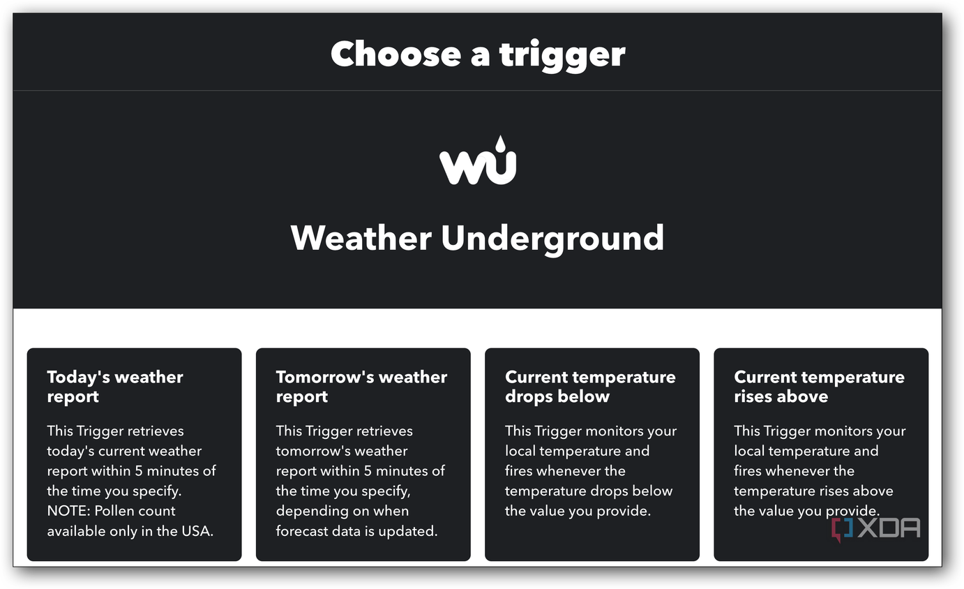IFTTT WU trigger