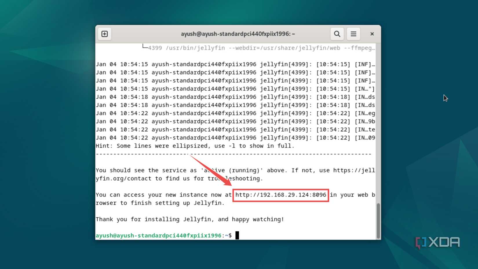The IP address of the Jellyfin web UI