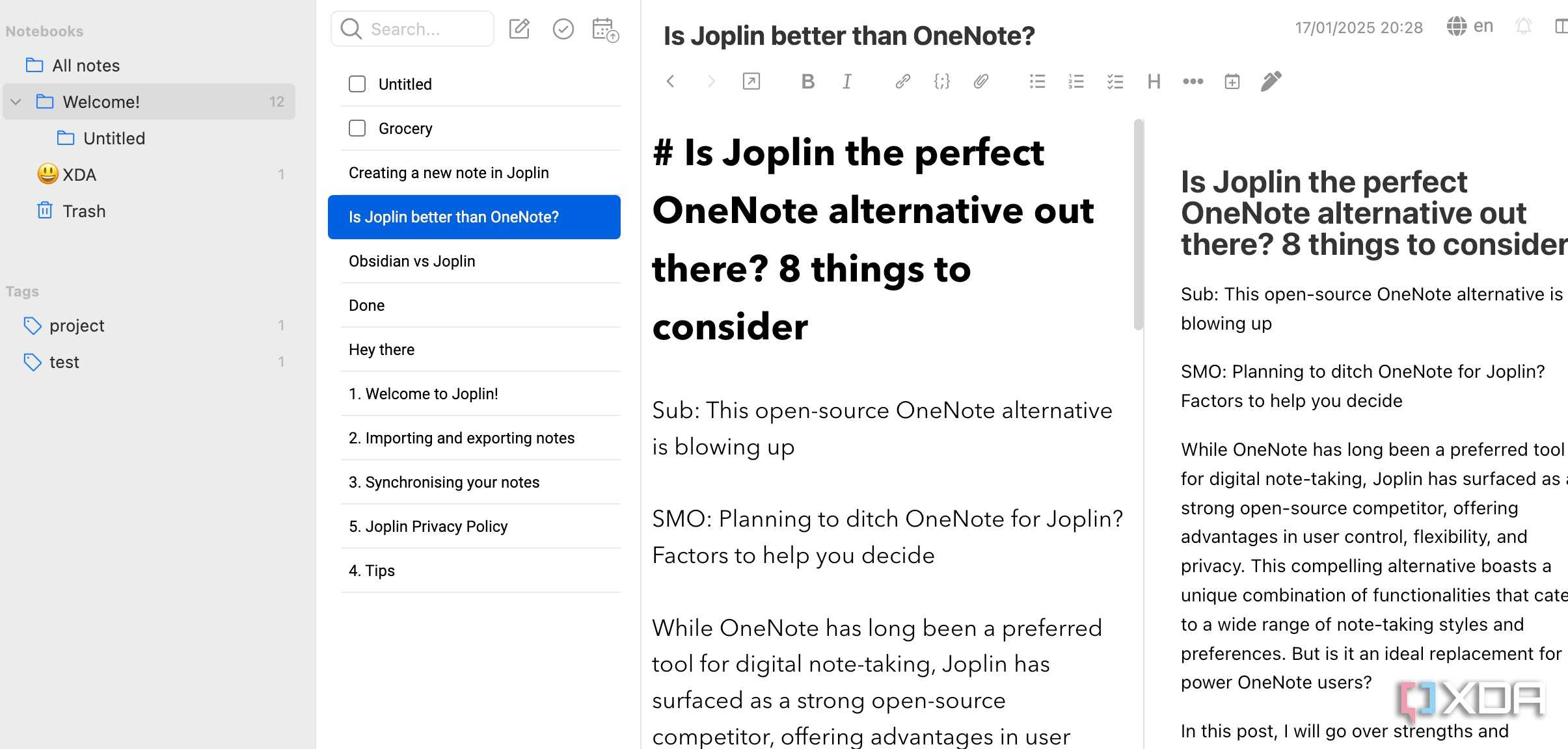 Markdown notes in Joplin