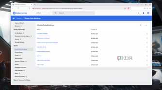The Cluster roles in the Kubernetes web UI