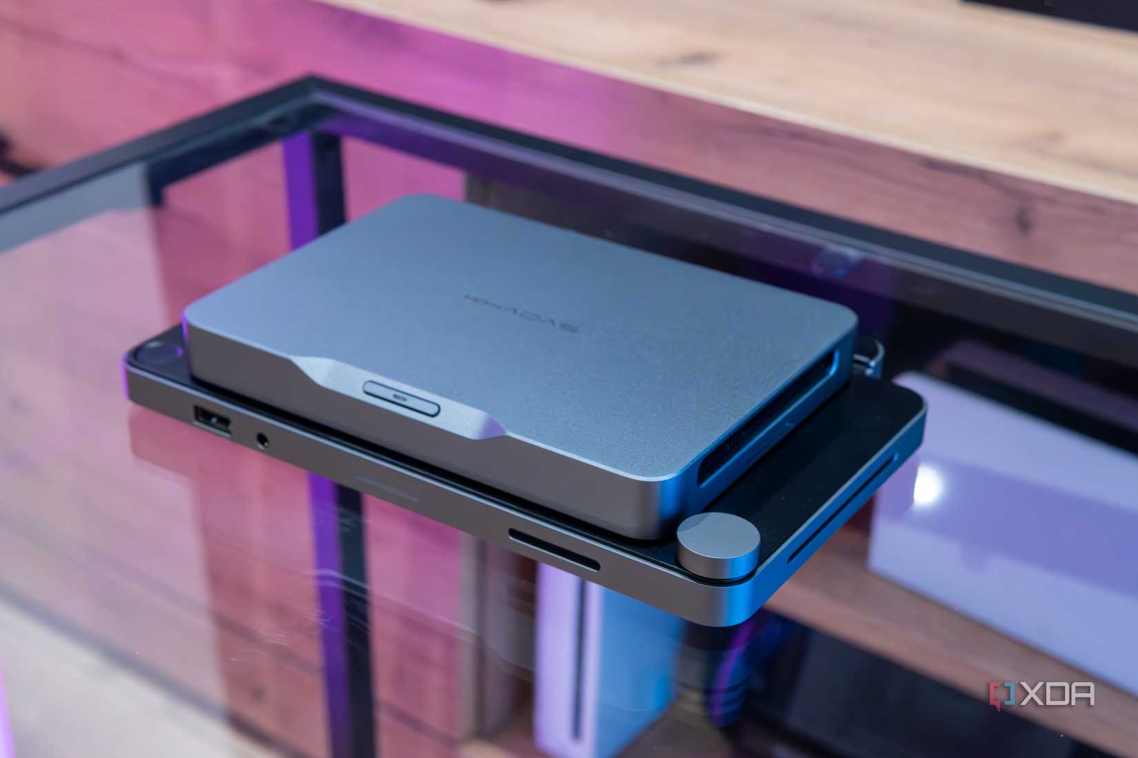 Angled view of the Khadas Mind AI Dev Kit mounted on the Mind Dock
