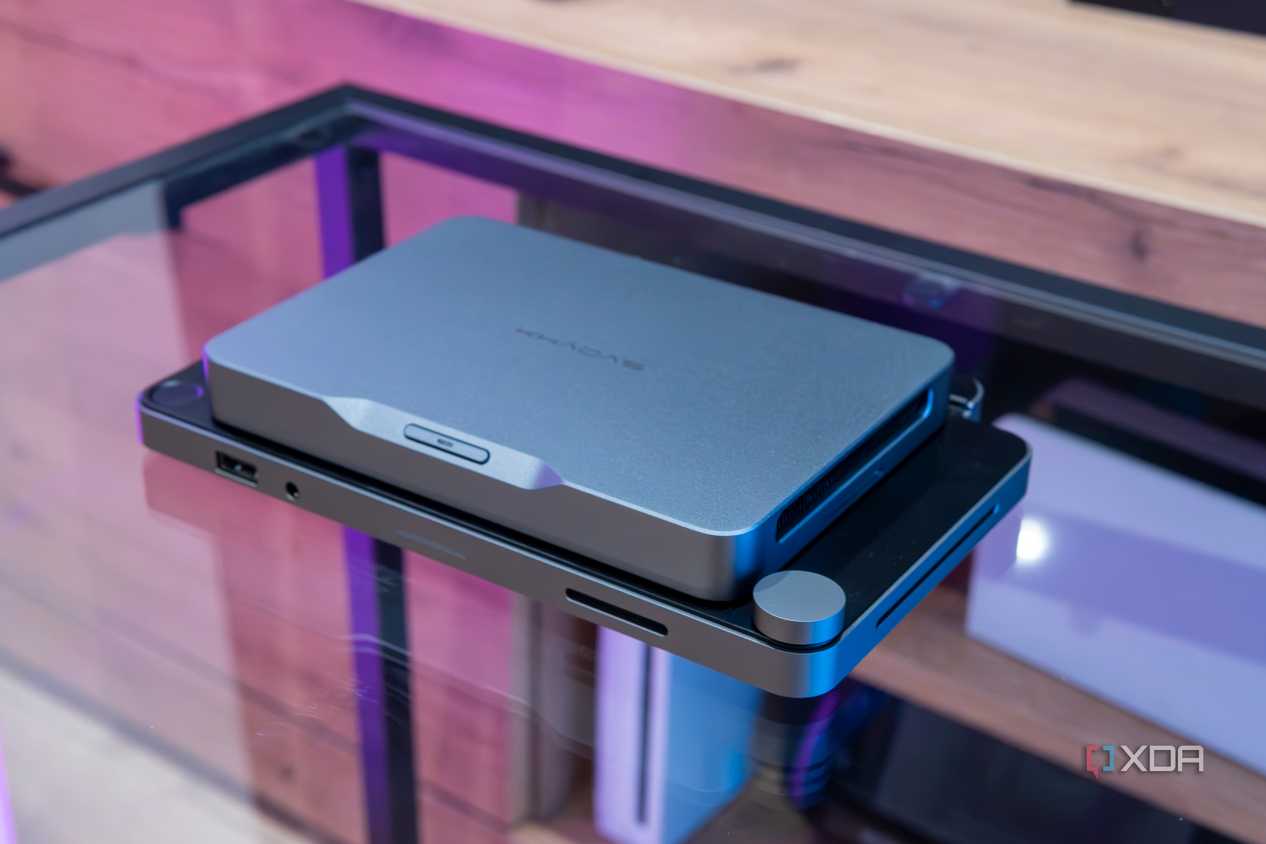 Angled view of the Khadas Mind AI Dev Kit mounted on the Mind Dock