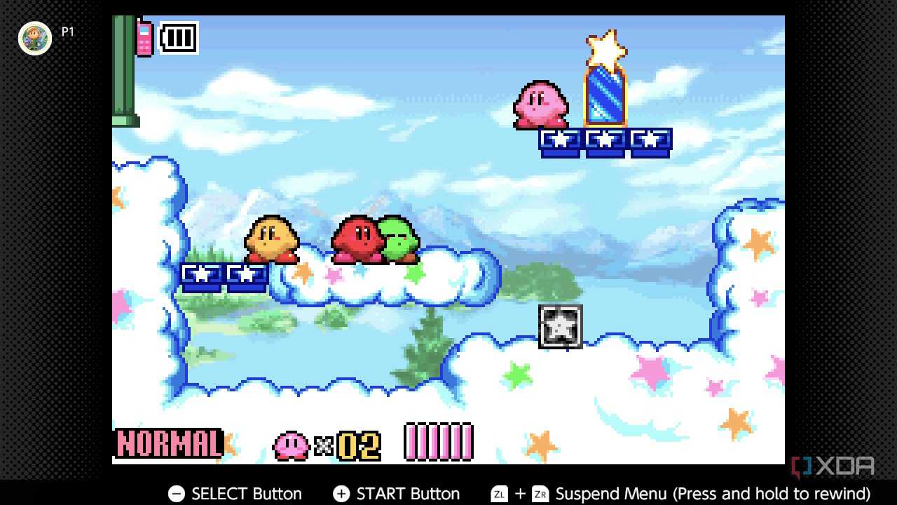 Screenshot of Kirby and the Amazing Mirror on the Game Boy Advance on the Nintendo Switch Online service