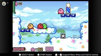 Screenshot of Kirby and the Amazing Mirror on the Game Boy Advance on the Nintendo Switch Online service
