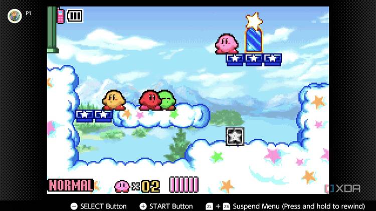 Screenshot of Kirby and the Amazing Mirror on the Game Boy Advance on the Nintendo Switch Online service
