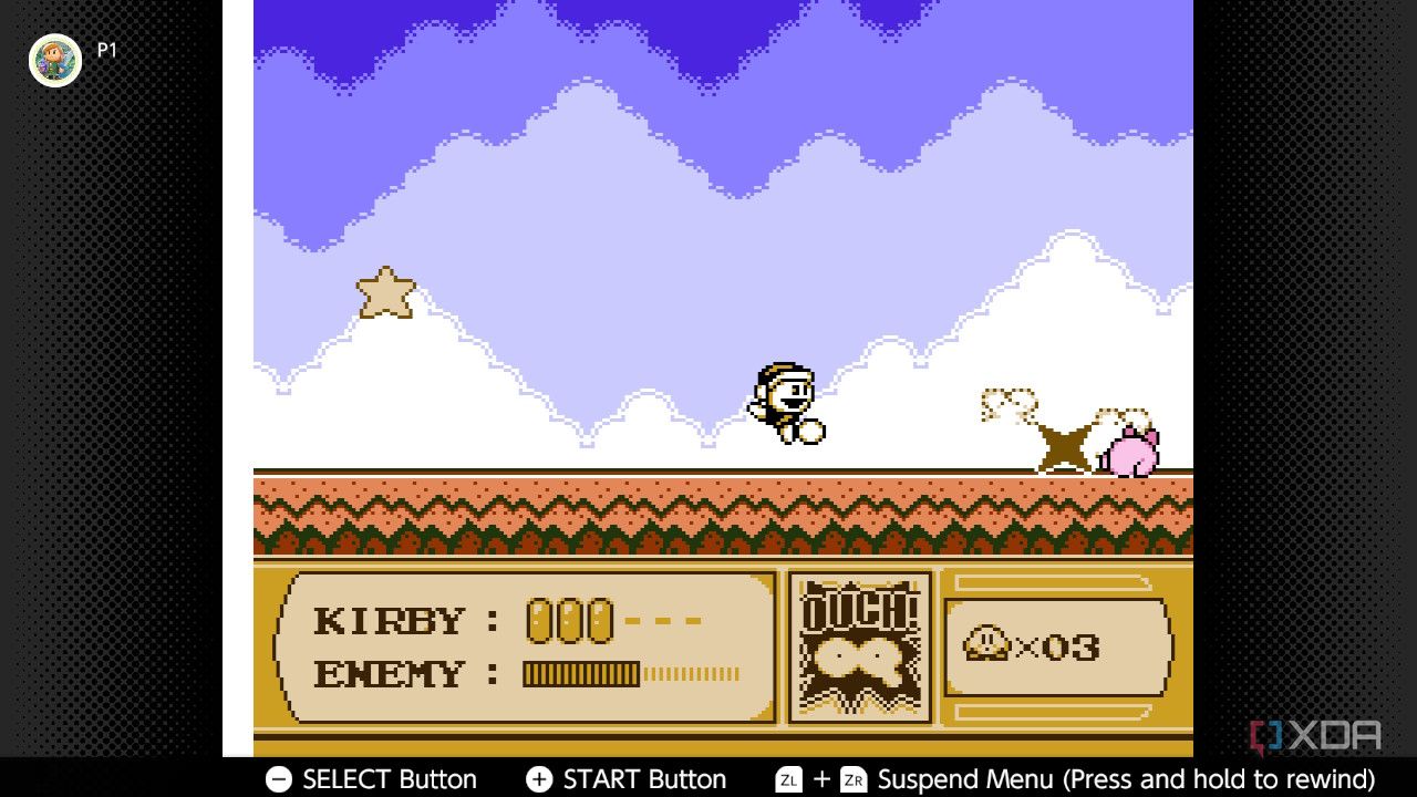 Screenshot of Kirby's Adventure on the NES during a boss fight