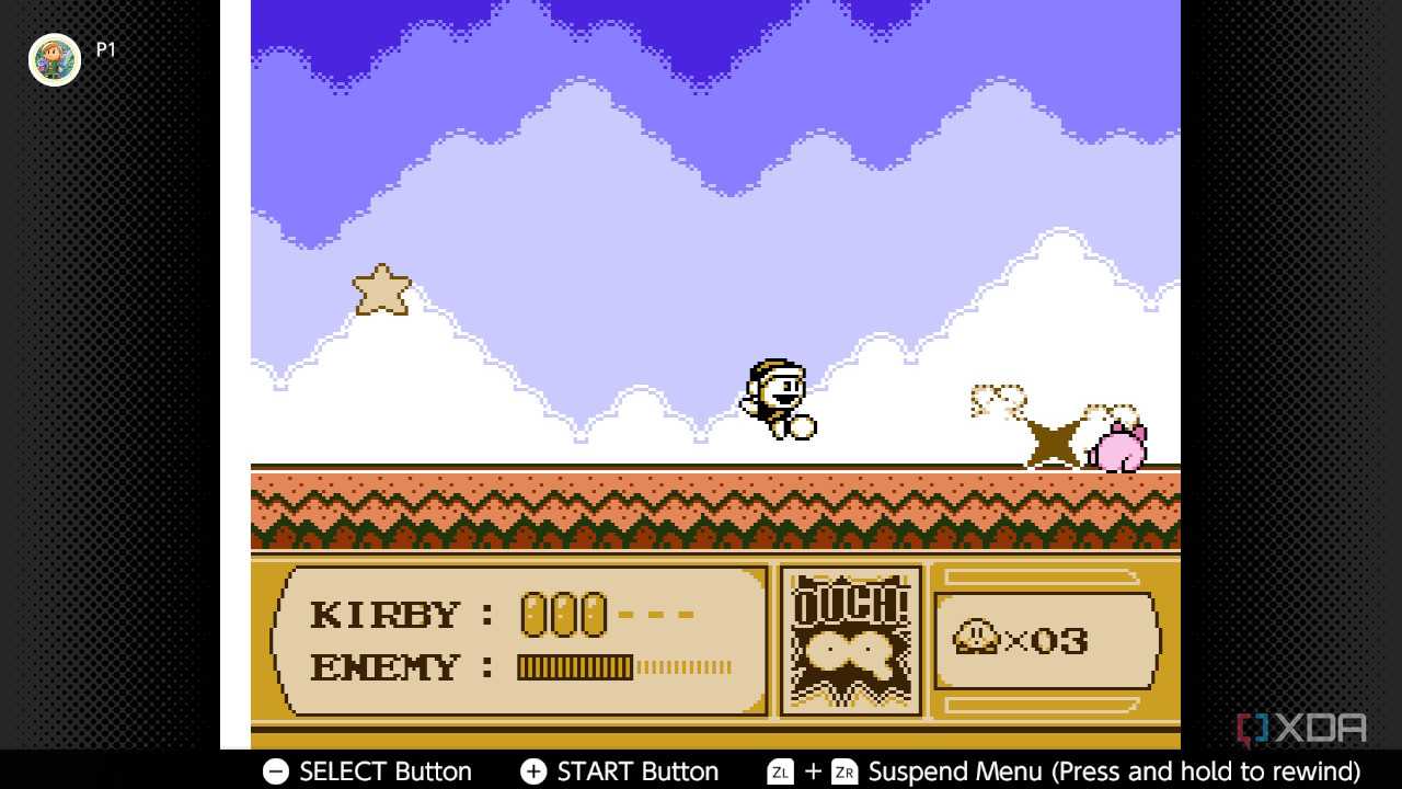 Screenshot of Kirby's Adventure on the NES during a boss fight