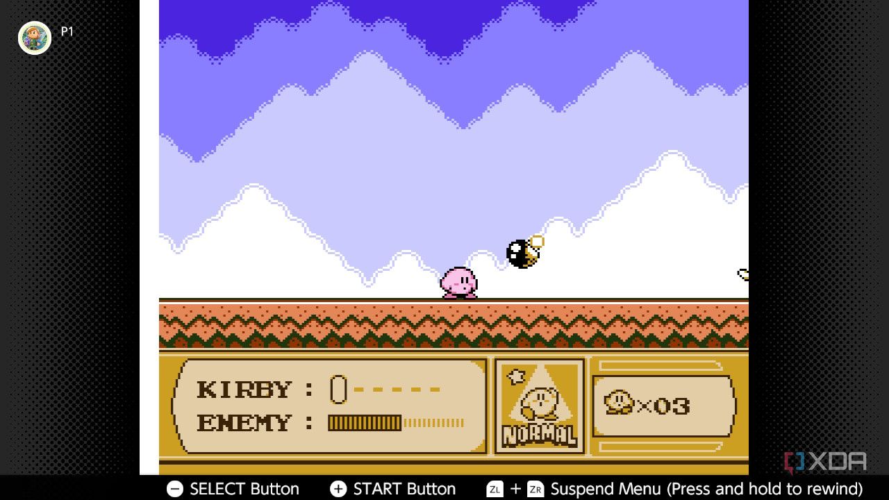 Screenshot of Kirby's Adventure on the NES during a boss fight