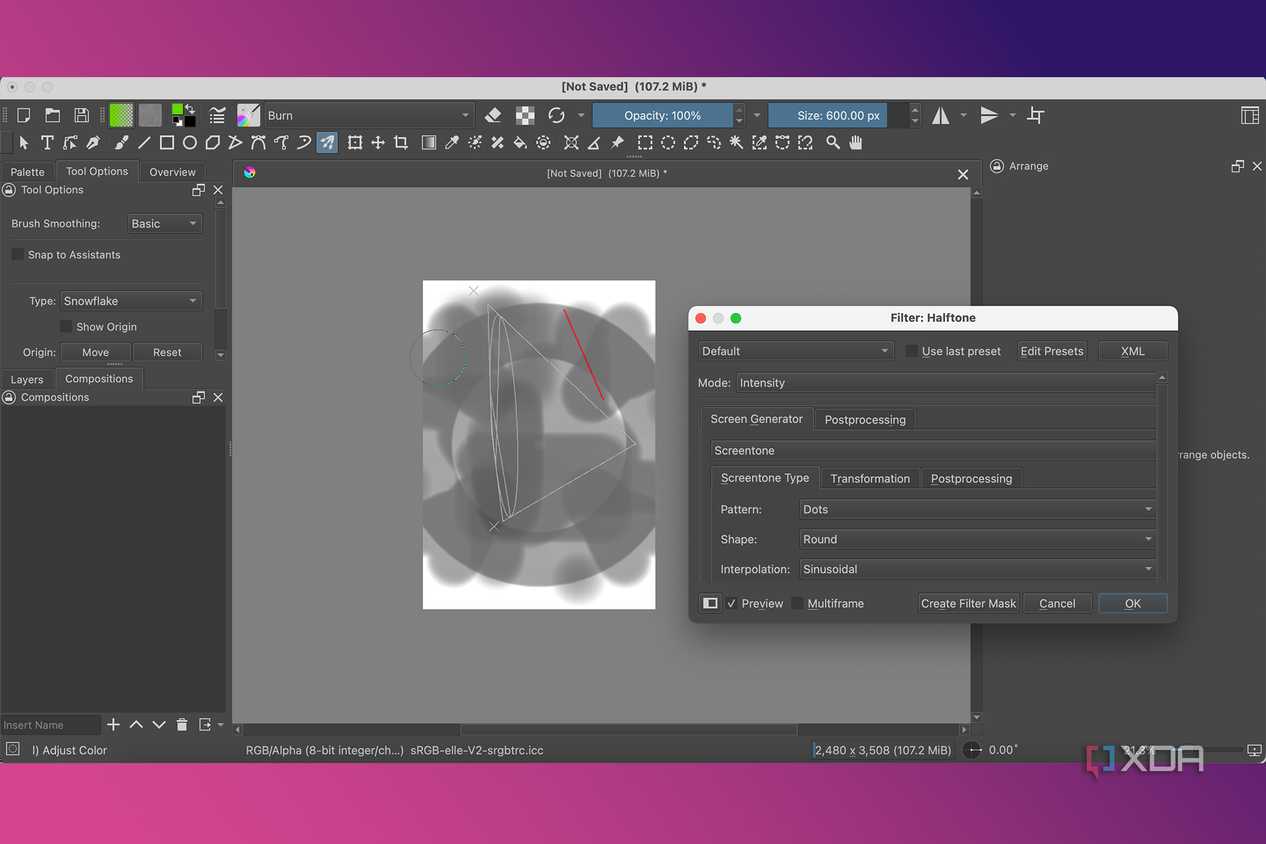 Krita halftone filter