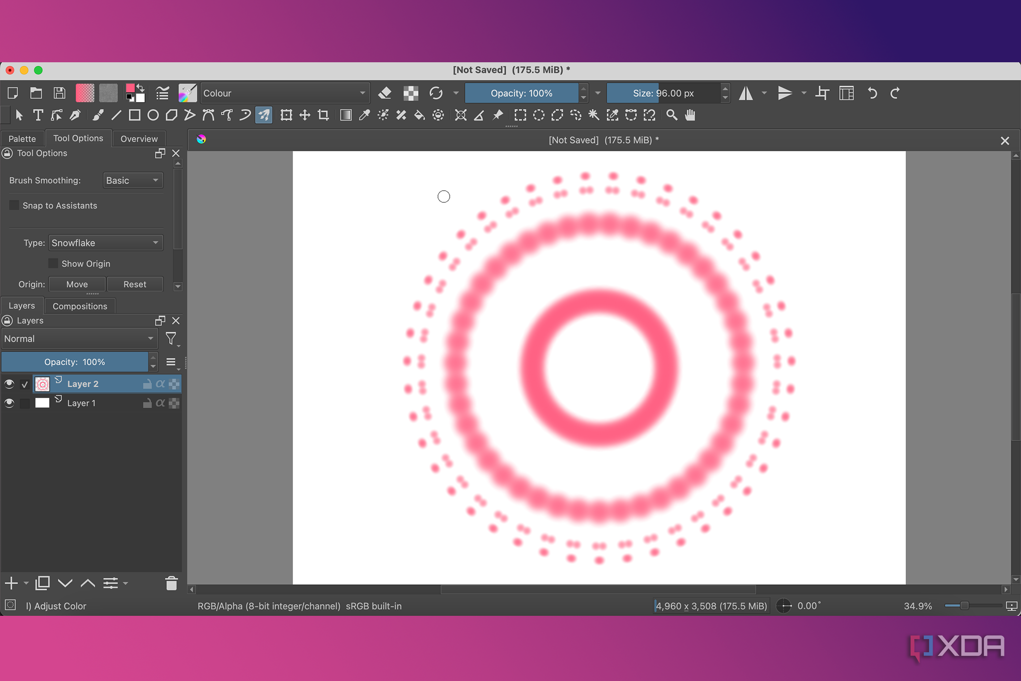 Krita Multibrush snowflake tool