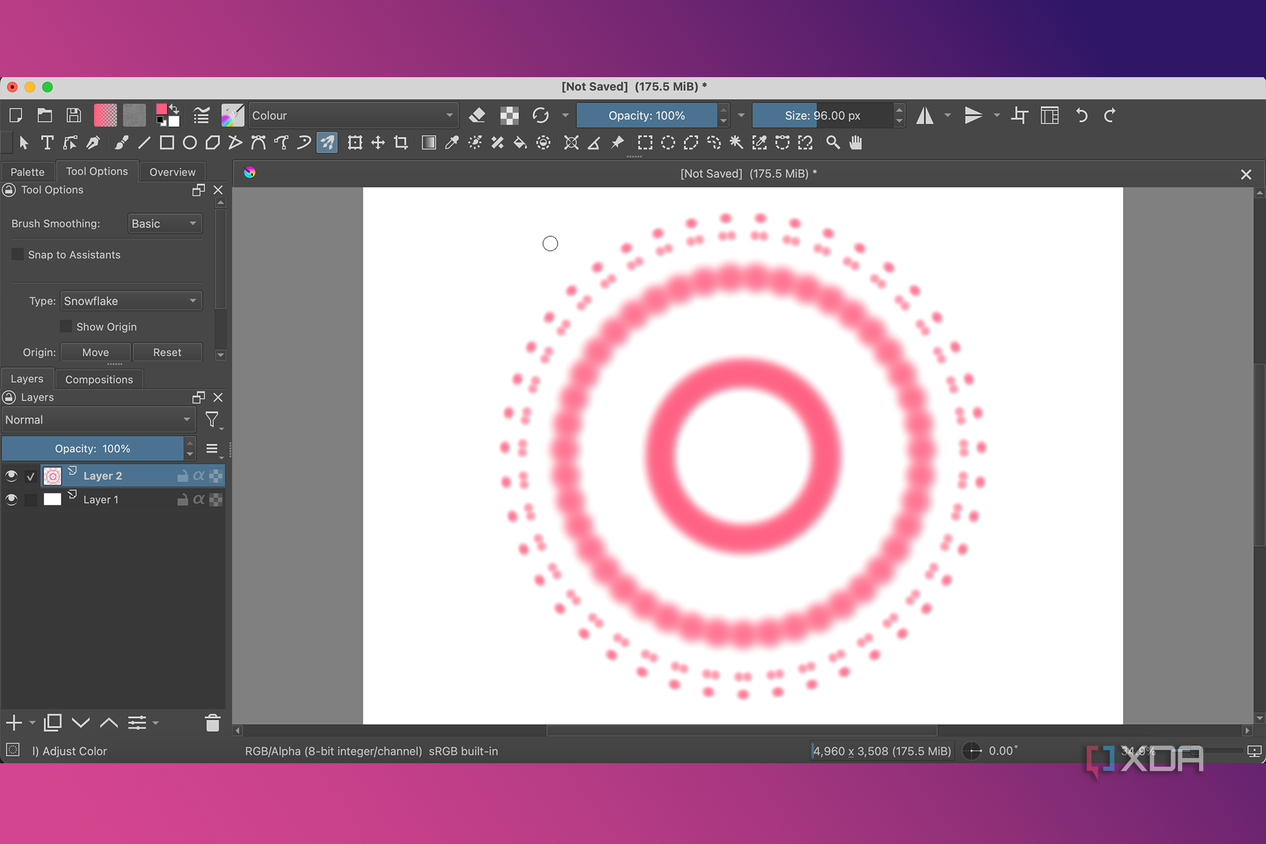 Krita Multibrush snowflake tool
