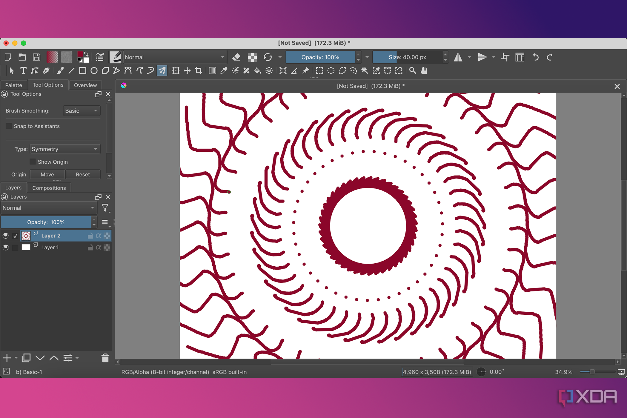 Krita Multibrush symmetry tool