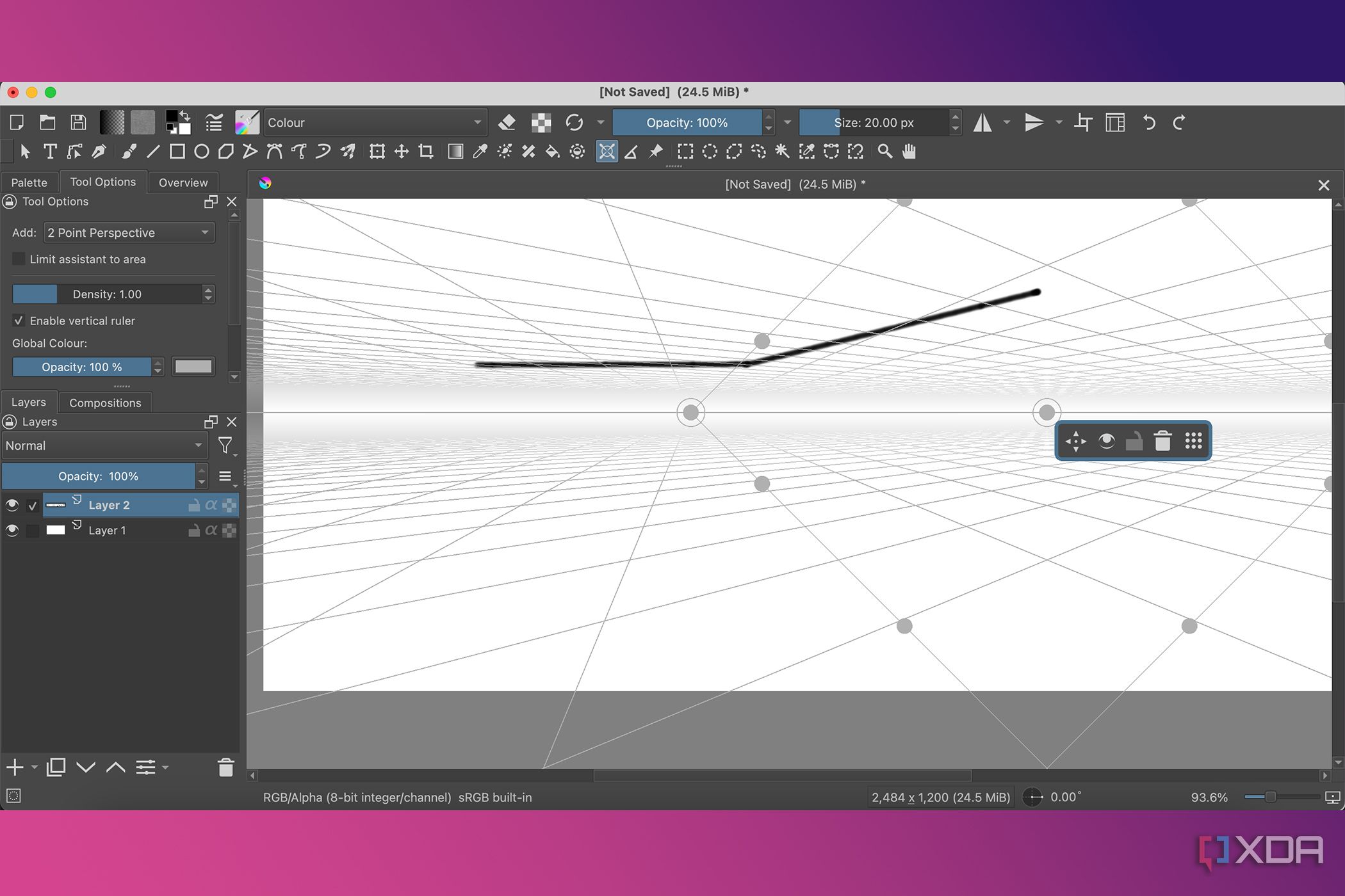 Krita Assistant Tools with 2-Point Plane