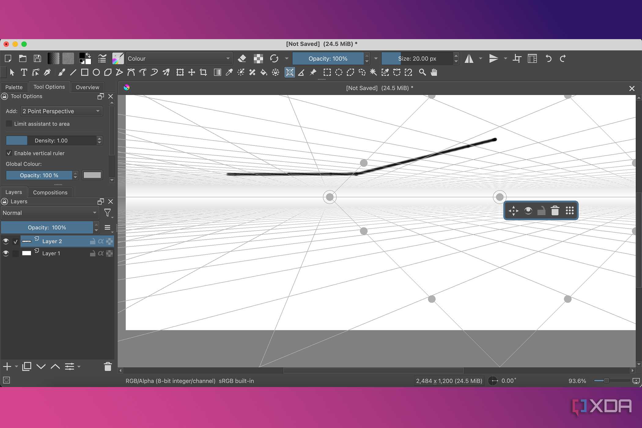 Krita Assistant Tools with 2-Point Plane