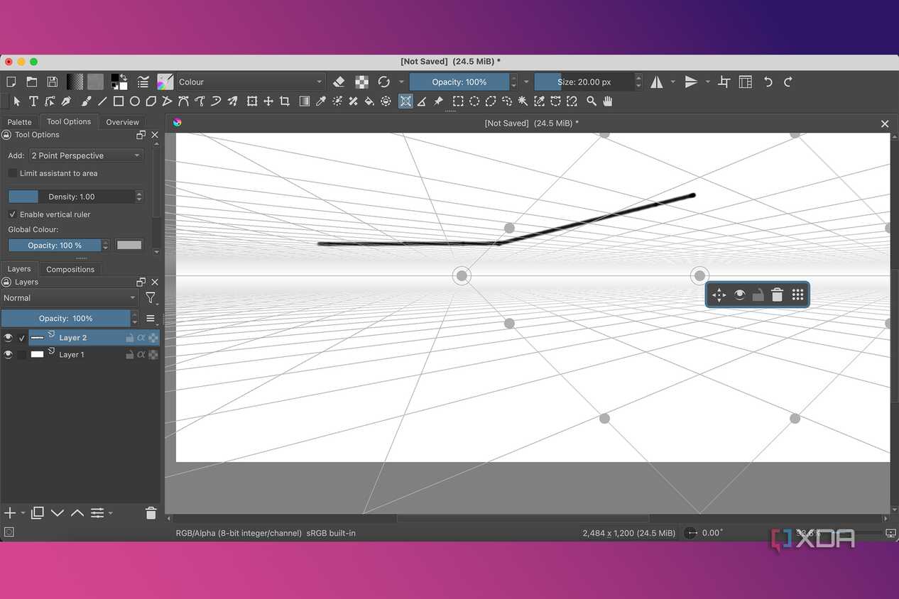Krita Assistant Tools with 2-Point Plane