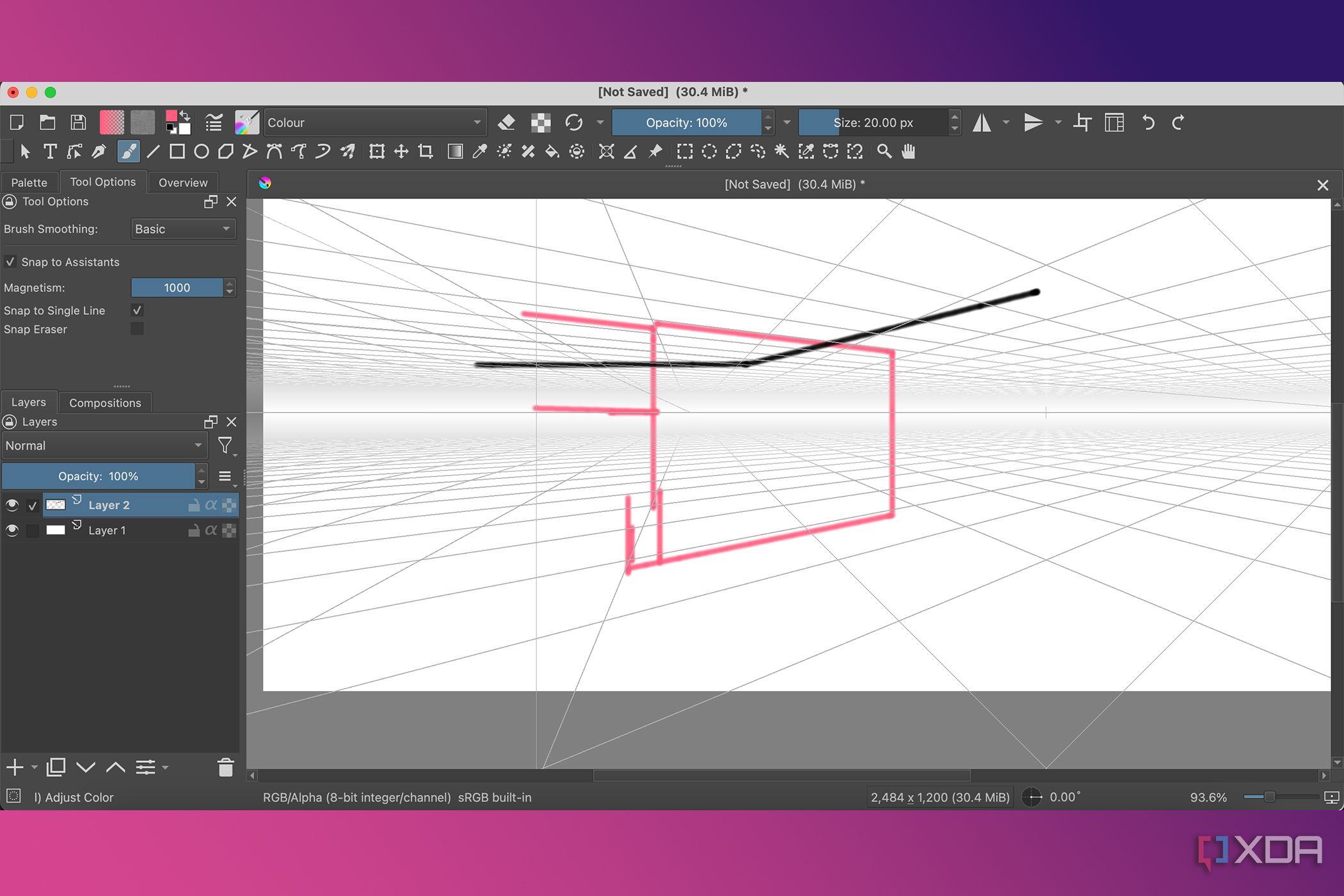 Krita Assistant Tools with 2-Point Plane