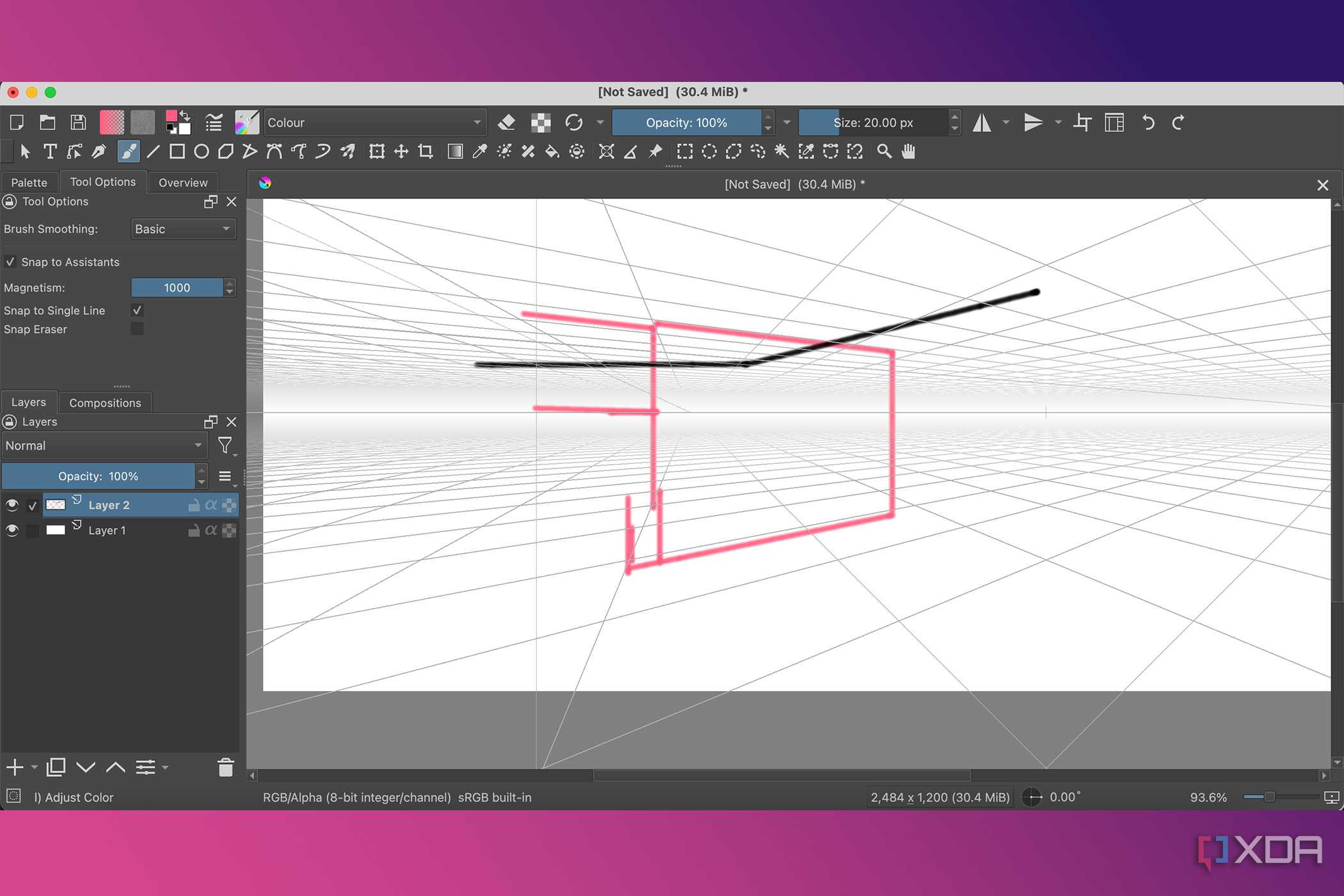 Krita Assistant Tools with 2-Point Plane