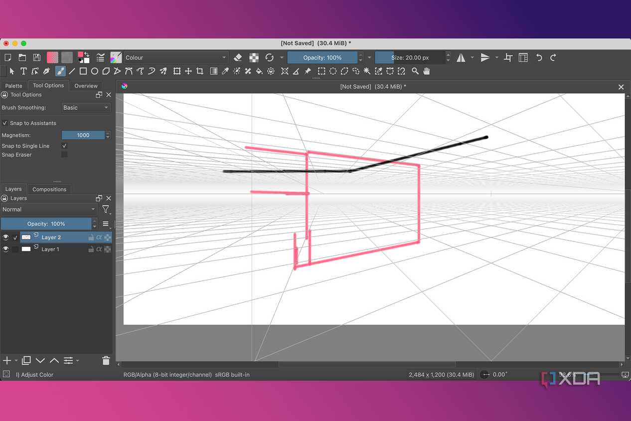 Krita Assistant Tools with 2-Point Plane