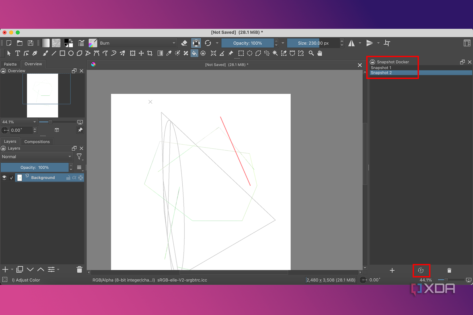 Krita snapshot docker view