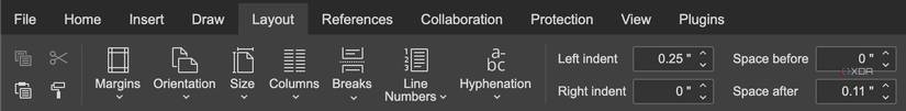 Layout and indentation on OnlyOffice