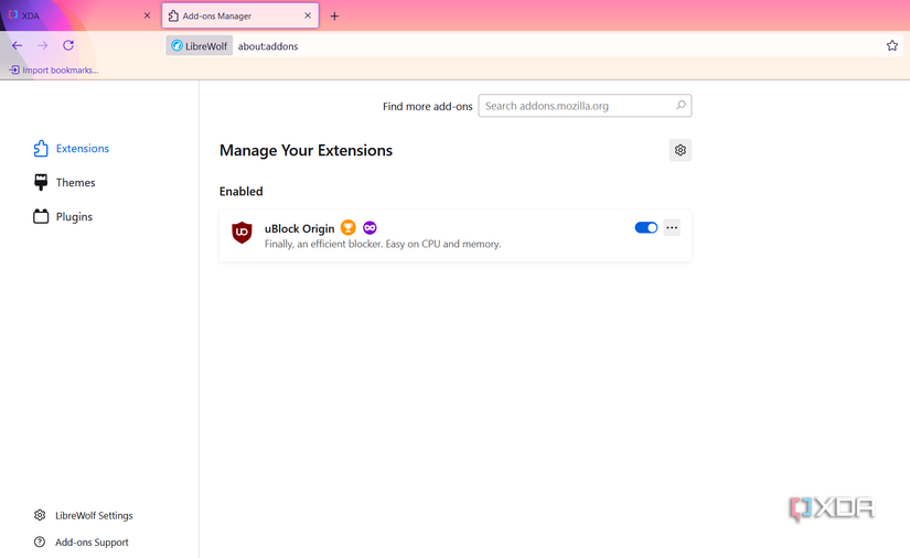 Librewolf extensions