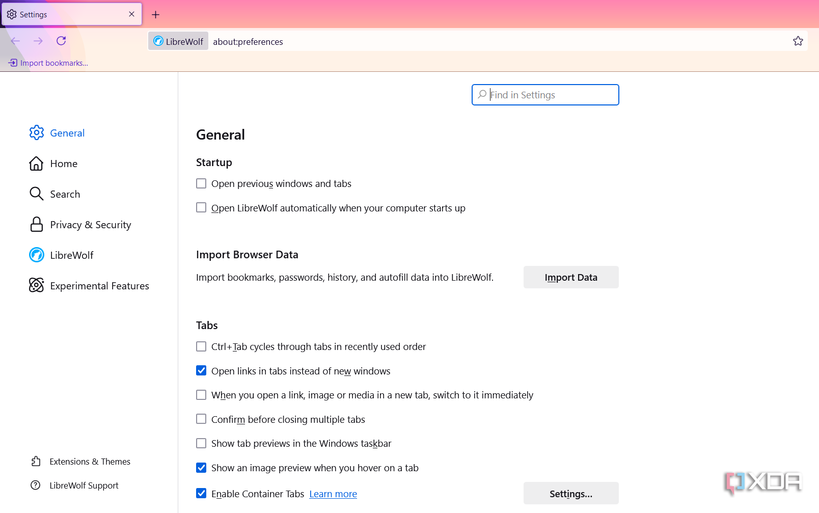 Librewolf Settings