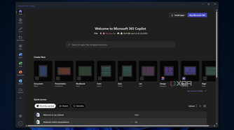 Screenshot of the Microsoft 365 Copilot web app for Windows