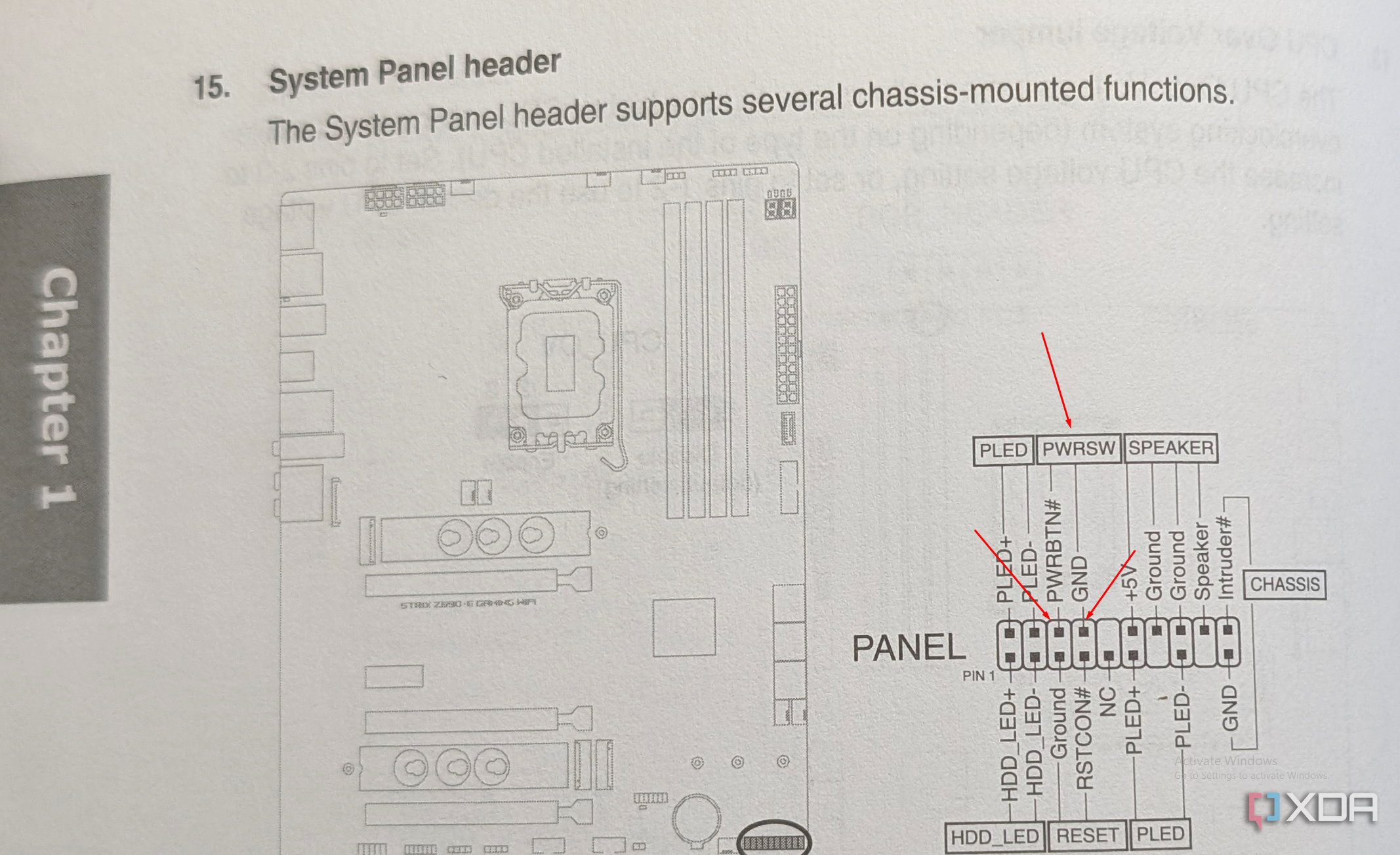motherboard manual power switch pins