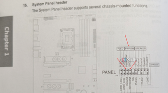 motherboard manual power switch pins
