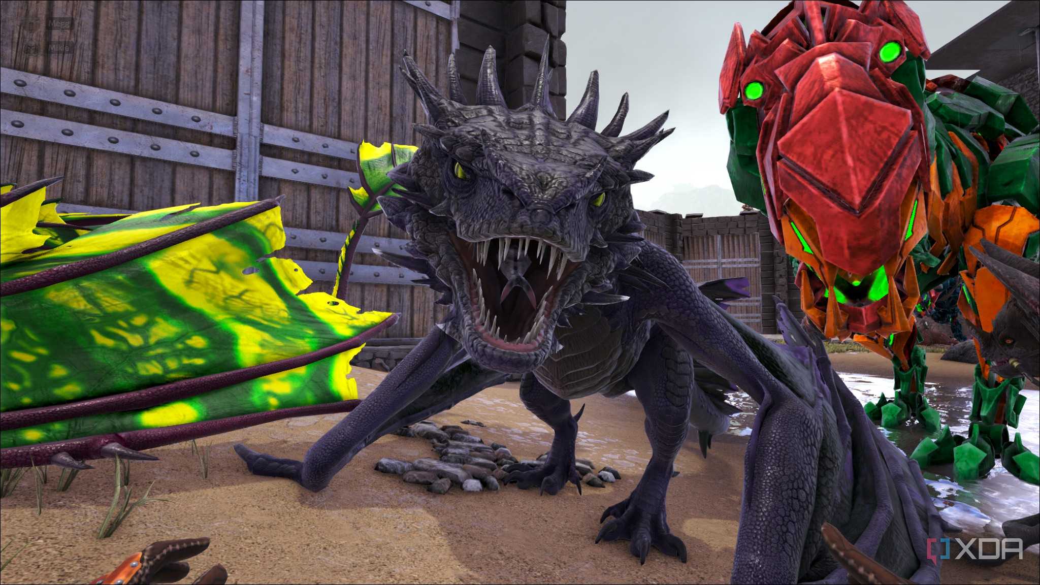 a night wyvern and tek rex in ark survival evolved