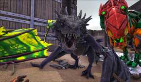 a night wyvern and tek rex in ark survival evolved